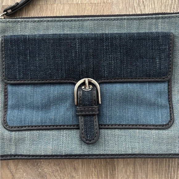 Michael Kors Blue Denim Buckle Clutch Wristlet - Picture 3 of 7